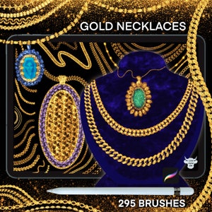 Jewelry procreate brushes,Procreate Chain Brush,PROCREATE GOLD CHAIN,Gold Necklaces Procreate,Flounces,Metallic foil,Texture Pendant brush