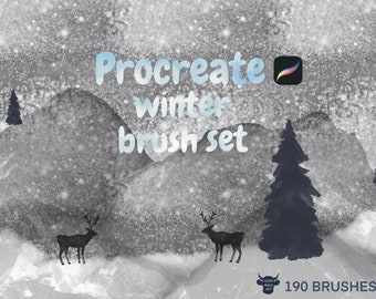 Set de pinceles de invierno de Procreate: Nieve, hielo y escandinavo (descarga digital)