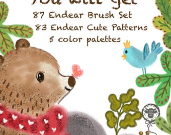 Pinceles Kawaii para Procreate, Arte de Ilustración en Pastel, Kit de Pintura Digital (Descarga Digital)