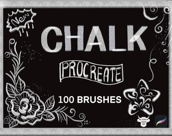 Pinceles de tiza para Procreate: 106 pinceles para lettering pastel (descarga digital)