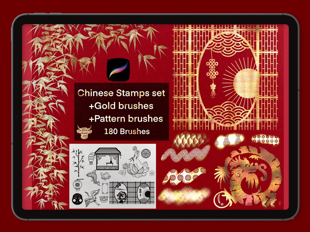Asia Procreate Brushes, Procreate Chinese Elements , Brush Procreate