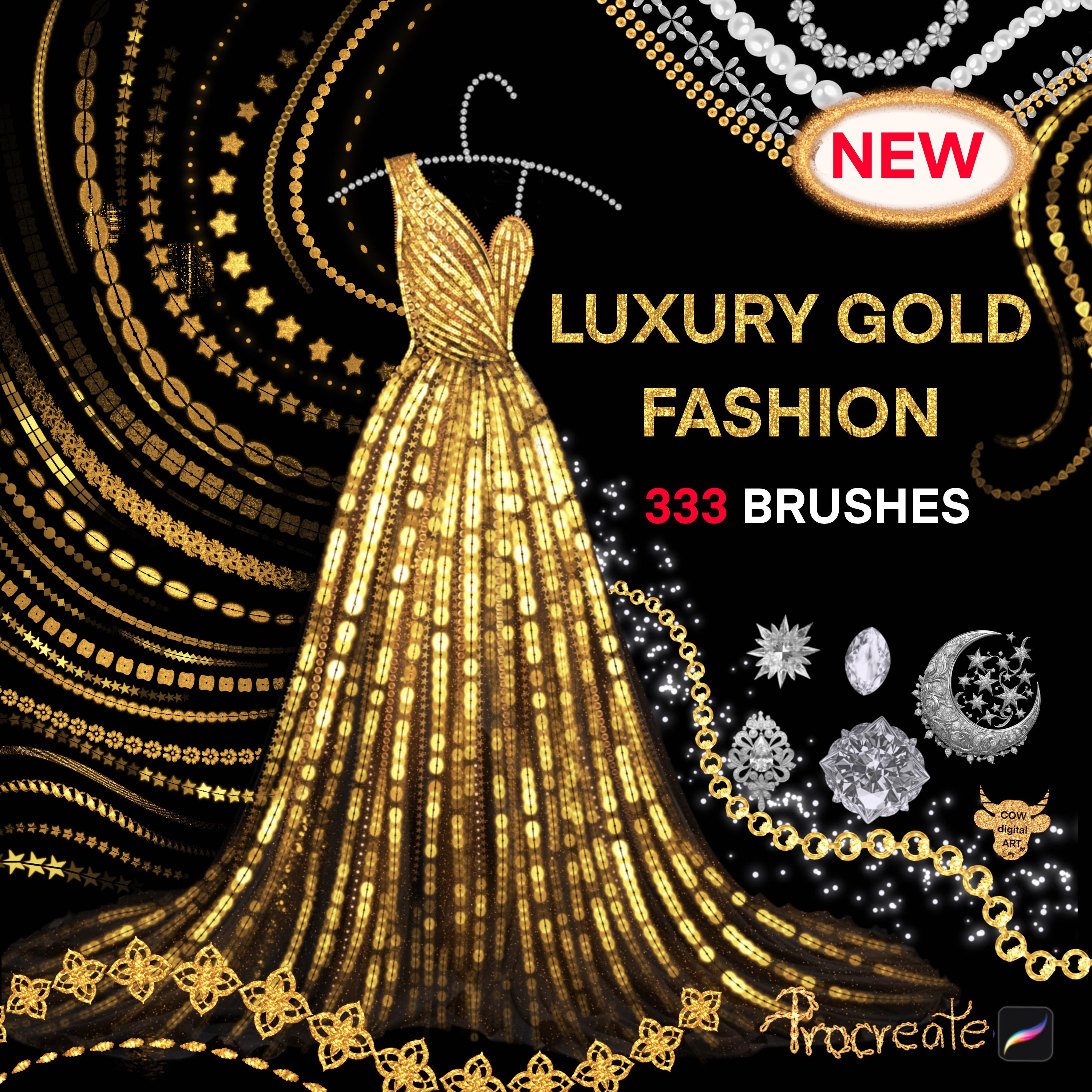 Procreate Fashion Beading Brushes – Gold Sequins, Pearls, Diamonds & Crystal Embroidery Set