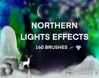 Pinceles de auroras boreales para Procreate: Efectos de aurora, destello (descarga digital)