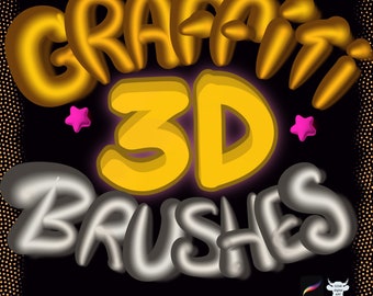 PROCREATE 3D BRUSHES,235-Graffiti letter No Overlap ,3D Hand Lettering,Shiny Glossy   Brush,Duo Color Effect,Calligraphy, Practice worksheet