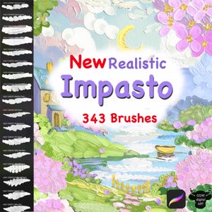 Realistische impasto olieverf penselen voor Procreate, realistische olieverf voor Procreate, acrylverf penselen voor Procreate, impasto textuur penseel stempel voor Procreate