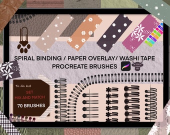 Pinceles de Procreate: Encuadernación en espiral, calendario, superposición de papel (descarga digital)