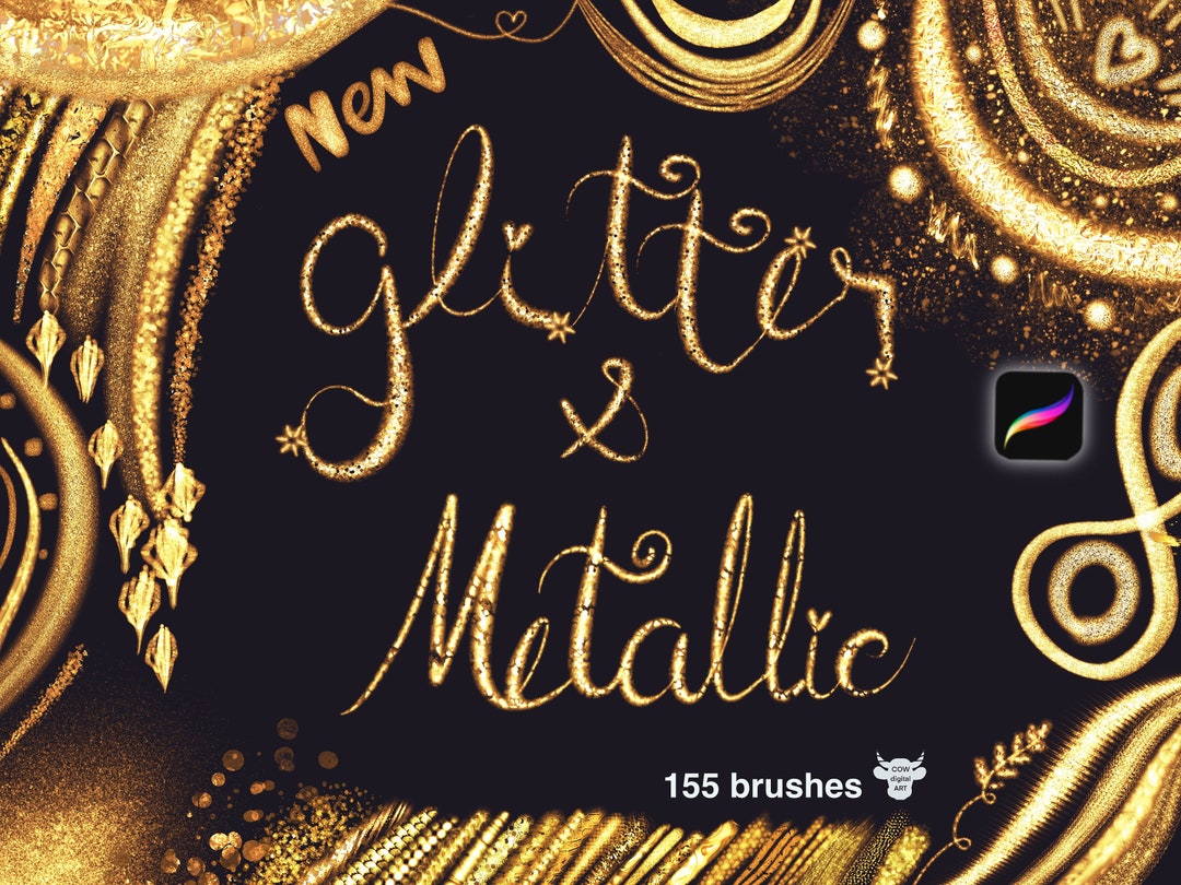 PROCREATE GOLD BRUSHES ,liquid Metal Brushes ,gold Foil Procreate, Gold Glitter and Metallic