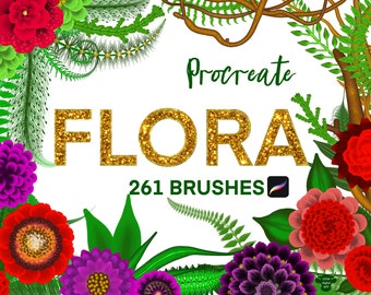 Pinceles florales para Procreate: Sellos de flores, hojas y madera (261 pinceles)