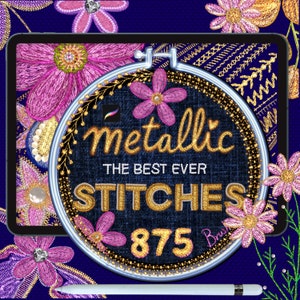 EMBROIDERY PROCREATE BRUSHES,Gold Stitch Procreate Brush,Cross Stitch,Procreate Glitter Stitches,Thread Stitches,Sewing,Chain,Zigzag,Fabric