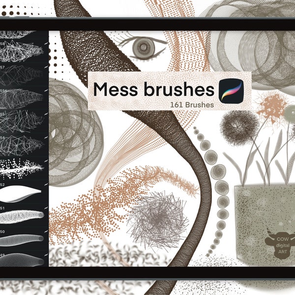 Mess procreate brushes pack,Procreate Mess brushes ,Procreate dot brushes,crosshatching brushes, screen tone,Procreate brushes