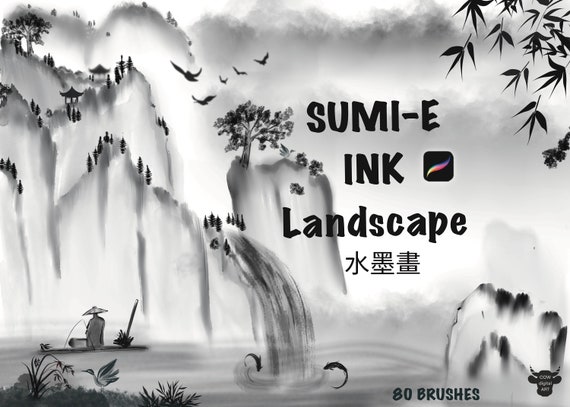Procreate Sumie Ink Brush Set: Asian Landscape Brushes (Digital Download)
