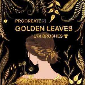 Procreate Gold Leaf Brushes: Metallic Foil, Vines, Petals (Digital Download)
