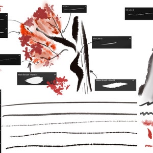 May include: A digital art illustration of a mountain, a tree with red leaves, and a variety of brush strokes. The image includes the text "COW digital ART".