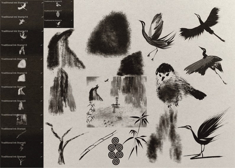 PROCREATE SUMI Brushes,ink Procreate,traditional Ink Brush Set,asia