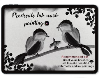 Pinceles de tinta para Procreate: Sumi chino, acuarela (descarga digital)