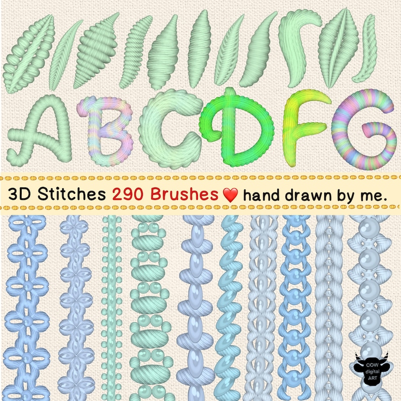 Realistische Stickpinsel für Procreate, Digitales Kunstset für Procreate, iPad-Pinselset, Stickpinsel für Procreate, Stickpinsel für Procreate Bild 7