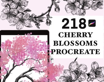 Sakura Baum Procreate Pinsel, Kirschblüten Pinsel Procreate, Blumenstempel, SAKURA PROCREATE STAMPS, Tattoo Procreate, Floral, Digitaler Download.