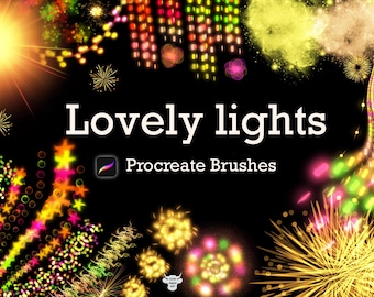 Procreate Light Effects Brushes: Sparkle Confetti, Christmas Lights (Digital Download)