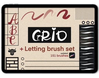 Procreate Grid Brush Set: Planner Brushes, Shape Stamps (Digital Download)