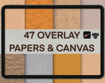 Procreate ペーパーキャンバスオーバーレイブラシ：47 種類のシームレステクスチャ（デジタルダウンロード）