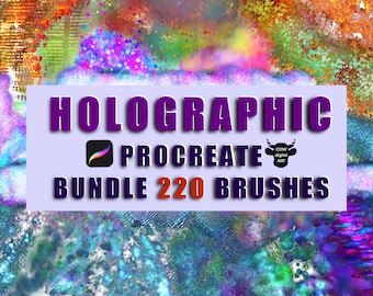 Holographic Procreate Brushes: Iridescent Paint, Glitter Dust (Digital Download)