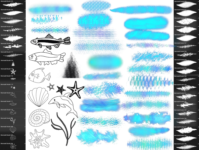 Procreate Mermaid Scale Brushesmediterranean Procreate scale Etsy