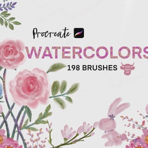 Procreate Watercolor Brushes: 198 Brush Set with Paper Textures (Digital Download)