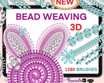 Procreate Brushes Bead Weaving 3D Brush, 1280 Jewelry Design Brush Set,Realistic Pearls,Sequins,Beading,Digital Download Brush set