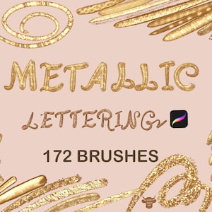 Procreate Metallic Brushes,Gold Pen Procreate,Gold foil Brush,Metallic pen,Procreate Texture Brush,Metal Procreate,Lettering,Glitter brushes