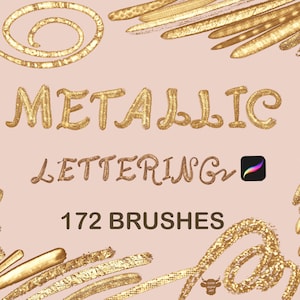 Metallic Procreate brushes,PROCREATE GOLD FOIL,Gold procreate texture brush,Metallic pen,Metal procreate,Lettering,Glitter, Gold pen brush