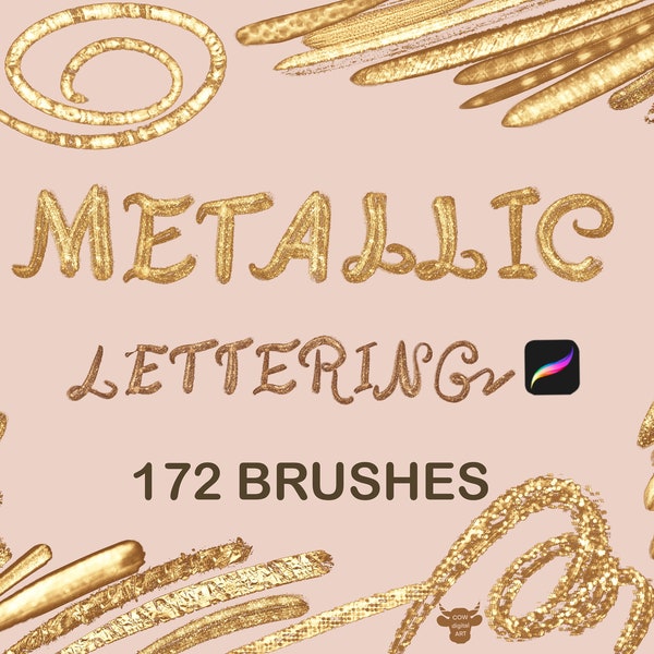 Metallic Procreate brushes,PROCREATE GOLD FOIL,Gold procreate texture brush,Metallic pen,Metal procreate,Lettering,Glitter, Gold pen brush