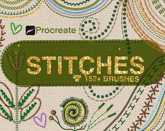PROCREATE STITCHES BRUSH,Embroidery Procreate brush,Stitch brush,Faux Embroidery,Procreate Cross Stitches,Gold Thread Stitch,Sewing Brush