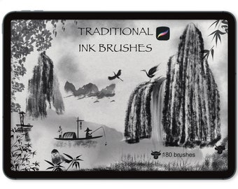 PINCELES SUMIE PROCREATE, Tinta Procreate, juego de pinceles de tinta tradicionales, Asia Procreate, pincel japonés, sellos de Asia, bolígrafo digital de tinta china.