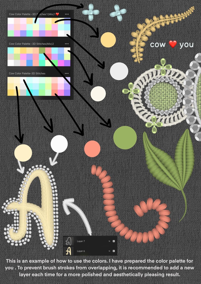 Realistische Stickpinsel für Procreate, Digitales Kunstset für Procreate, iPad-Pinselset, Stickpinsel für Procreate, Stickpinsel für Procreate Bild 6