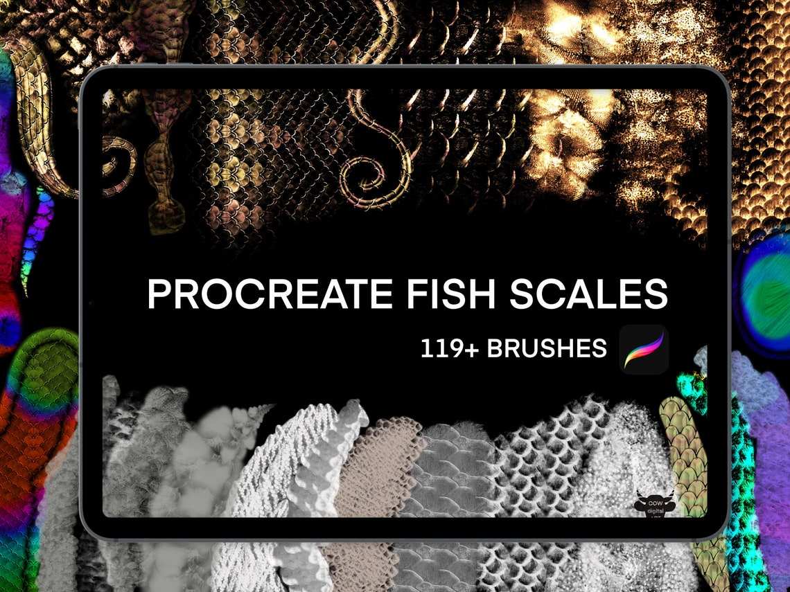 Procreate Fish Scale Brushes: Texture & Gold Scales (digital Download ...