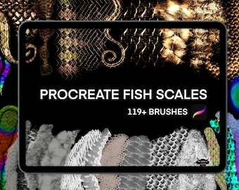 Pinceles de escamas de pez para Procreate: Textura y escamas doradas (Descarga digital)