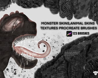 Pinceles de piel de monstruo para Procreate: texturas de animales y reptiles