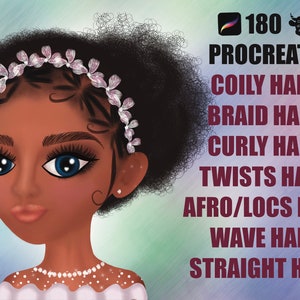 Spazzole per trecce Procreate, spazzola per capelli Procreate, spazzole per Loc Procreate Twists, spazzole per capelli ricci, spazzola per capelli lisci, spazzola per capelli afro, texture dei capelli