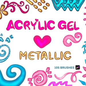 Procreate Acrylic & Metallic Brushes: 105 Brush Pack (Digital Download)