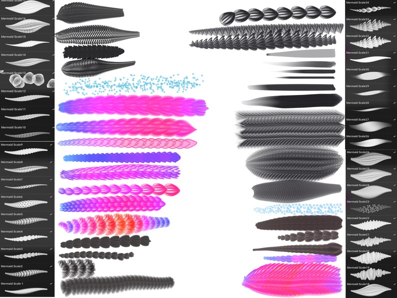 Procreate Mermaid Scale Brushesmediterranean Procreate scale Etsy