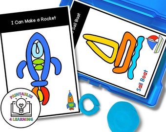 Tarjetas de tareas de plastilina de transporte