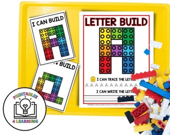 ABC Building Block Printable Worksheets - Brick Building Challenge STEM Activity for Kids