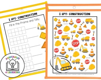 I Spy Game: Construction - Printable Kids Activity Instant Digital Download