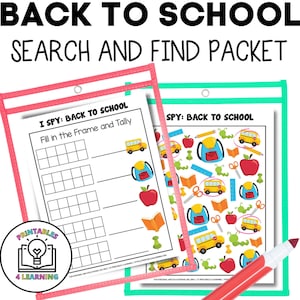 I Spy Game: Back to School - Printable Kids Activity Instant Digital Download