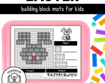Easter Building Block Mats - Brick Building Challenge STEM Activity for Kids
