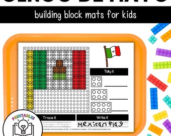 Cinco de Mayo Building Block Mats  - Brick Building Challenge STEM Activity for Kids
