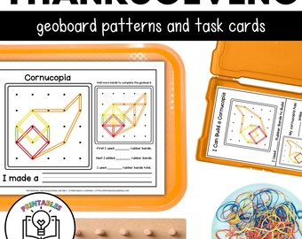 Thanksgiving Geoboards | Task Cards and Full Mat Geoboard Activities