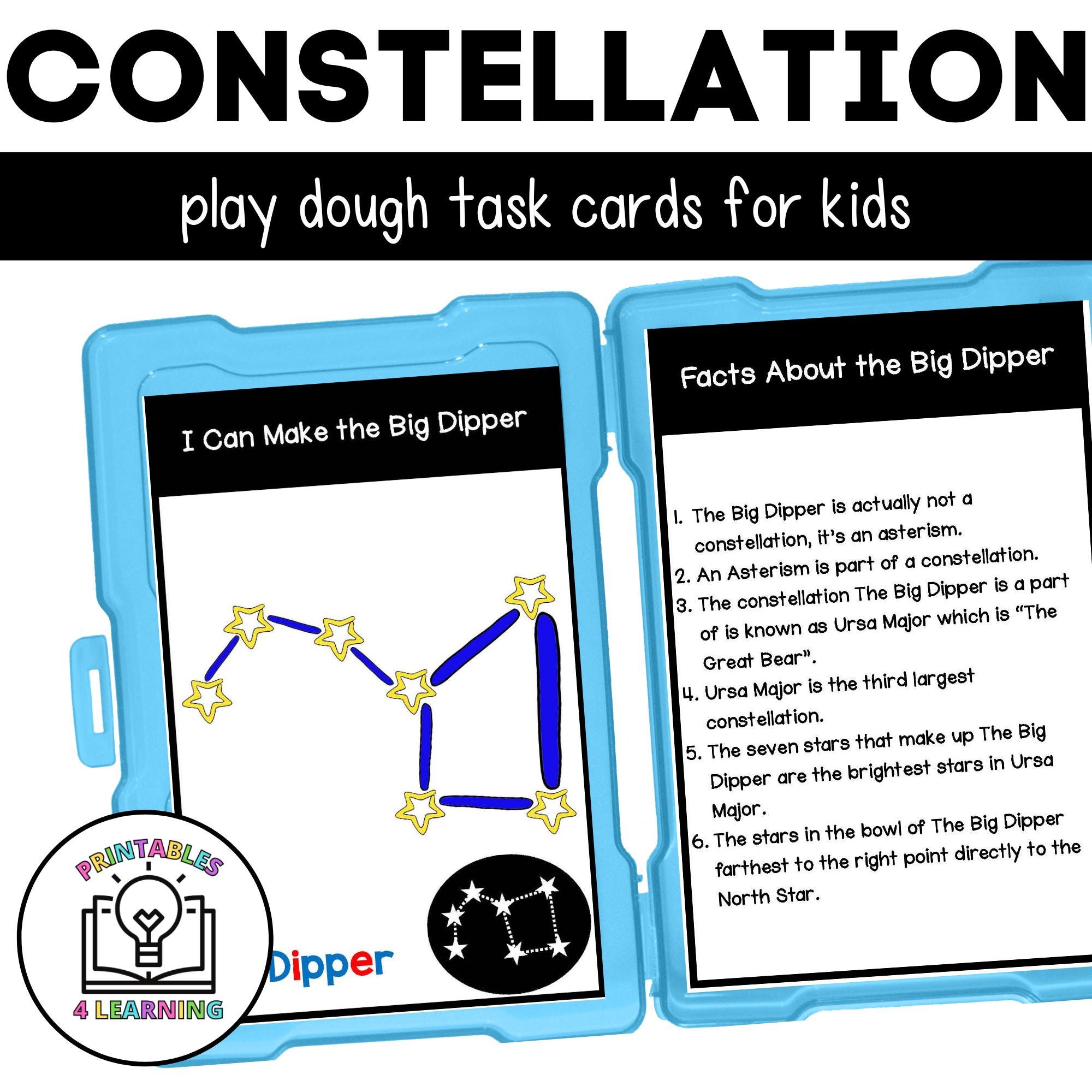 Constellation Task Constellation Playdough Task Cards | Star Constellations Activity - Etsy