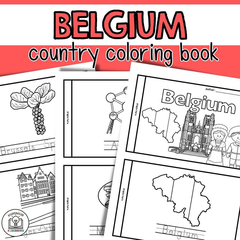 Belgium Color and Trace Book for Kids - Etsy