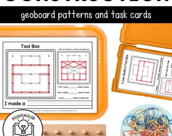Construction Geoboards | Task Cards and Full Mat Geoboard Activities